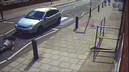 Shocking footage of hit and run where car reverses off