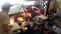 Incendio en taller mecánico