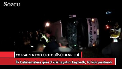 Yozgat'ta yolcu otobüsü devrildi