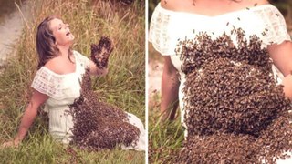 Woman Takes Maternity Photo Shoot With 20,000 Bees All Over Her Baby Bump
