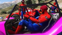 Spiderman Disney Cars Lightning McQueen COLOR OFFROAD VEHICLES (Nursery Rhymes - Cartoon F