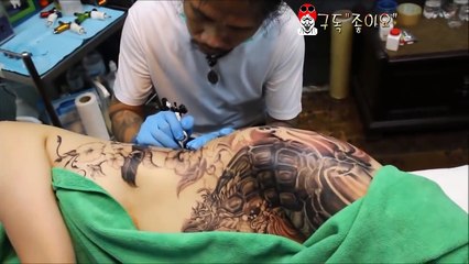 2#_이쁜여자 타투 시술영상!!고통이.문신 예술이네요~☆Tattoo artist & Woman tattoo☆