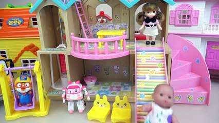 Baby doll slide house and Pororo Poli toys