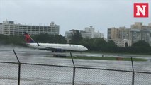 Delta Airlines flight takes off from Puerto Rico during Hurricane Irma