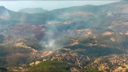 Yanan alanlar havadan görüntülendi