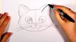 Cute Cat - How to Draw a Cat Face - Kitten with Bow EASY