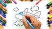 Learn How to Draw a Plane in the Clouds | Drawing for Kids | Colors for Children