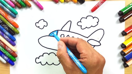 Learn How to Draw a Plane in the Clouds | Drawing for Kids | Colors for Children