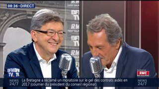 Jean-Luc Mélenchon face à Jean-Jacques Bourdin sur BFMTV