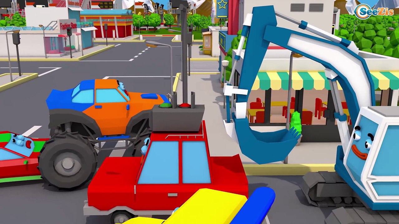 Kids Car Learn Colors With Excavator Truck - Trucks Coloring Video For Kids Cars & Trucks Stories