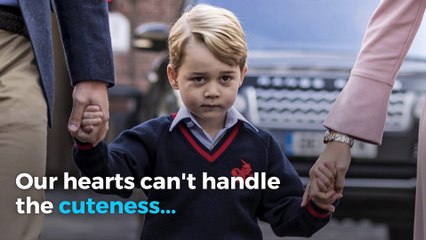 Prince George looks adorably nervous on his first day of school