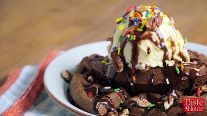 Chocolate Brownie Waffle Sundaes