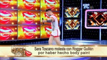Sara Toscano molesta con Rogger Guillén por haber hecho body paint