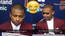 LOL! Isaiah Thomas Shows Up to Cavs Press Conference HIGH AF