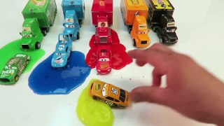 Disney Pixar Cars Learning Color With Lightning Mcqueen and mack hauler colorful Slime Fun