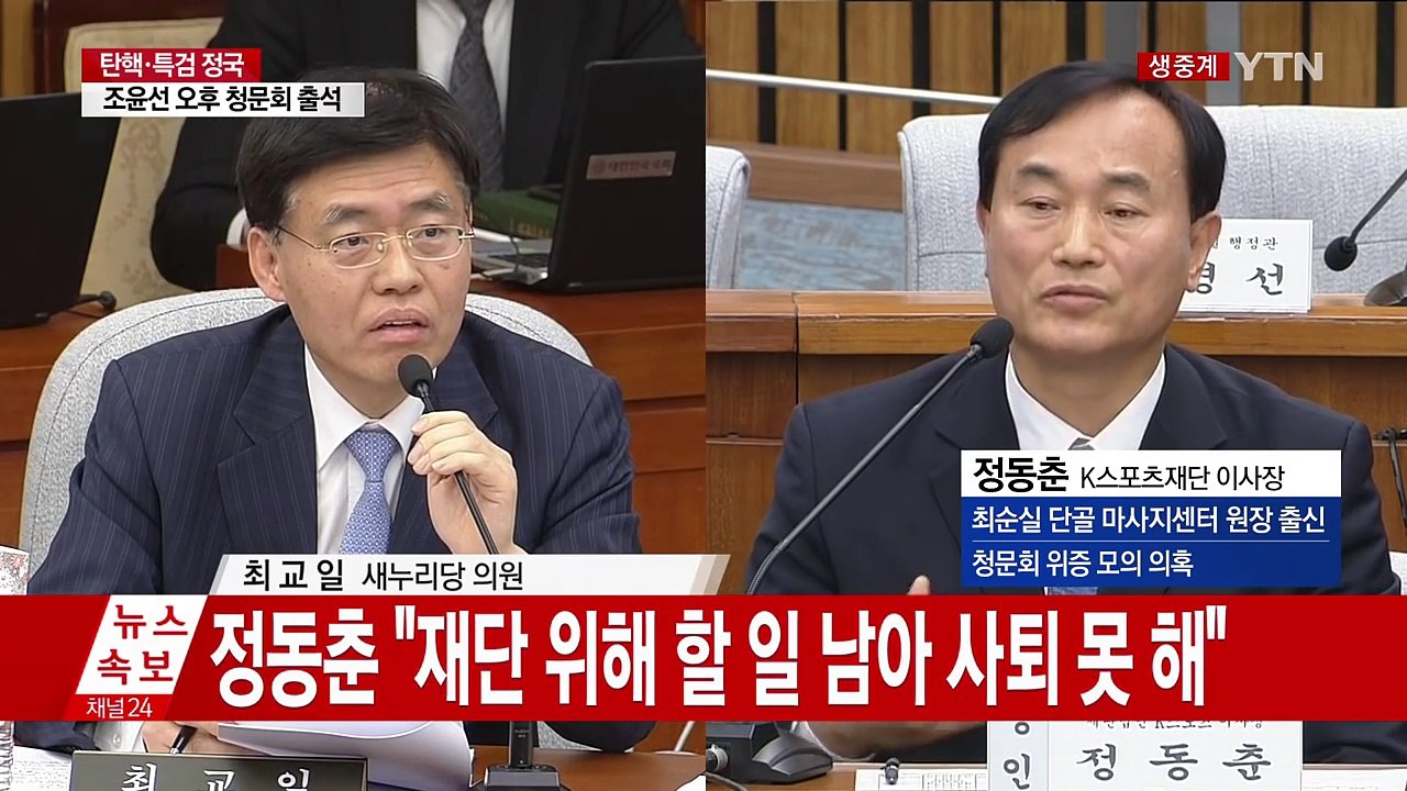 [청문회 영상] 최교일 의원 "정동춘 당신 때문에 정신적 고통 겪었다" / YTN (...