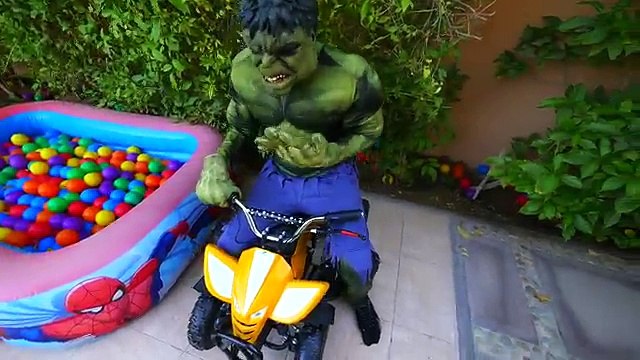 HULK MOTORBIKE HIT Police Spiderman! w/ Joker Iron Man Superhero Fun Prank Movie in Real Life