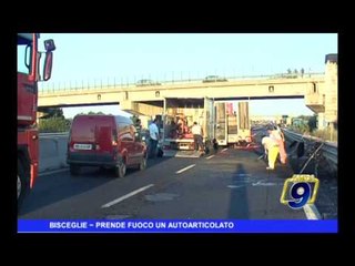 BISCEGLIE | Prende fuoco un autoarticolato