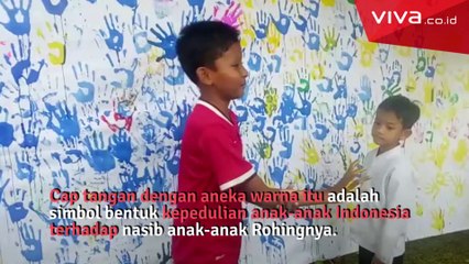 Bocah Indonesia Kumpulkan Cap Tangan untuk Rohingya