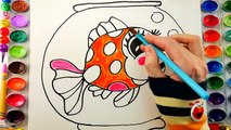 Coloration les couleurs mignonne dessiner poisson des poissons pour or Comment enfants Apprendre peinture à Il Page fo