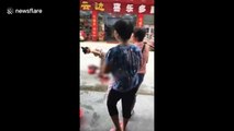 Woman gives birth on the street in China