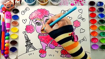 Animales para colorear lindo perro Sorteo para cómo Niños Aprender página caniche perrito para color