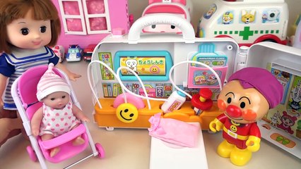 Baby Doll hospital and AnnpanMan Ambulance Poli car toys Doctor play