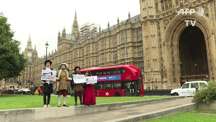 Londres: des manifestants en Tudors devant le Parlement