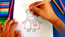 How to draw MUMMY PIG | Cómo dibujar y colorear a Mamá Cerdita (Peppa Pig)