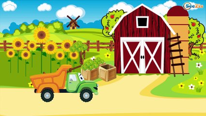 Le Tracteur Rouge et Le Camion - Voitures de construction - Vidéo Éducative de Voitures Pour Enfants