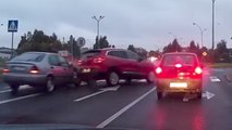 Bumped Car Goes Crashing Into Pedestrians