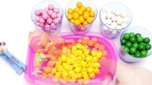 Learn Colors Baby Doll Bath Time Playing with Disney Pez Candy and Gumballs * RainbowLearn