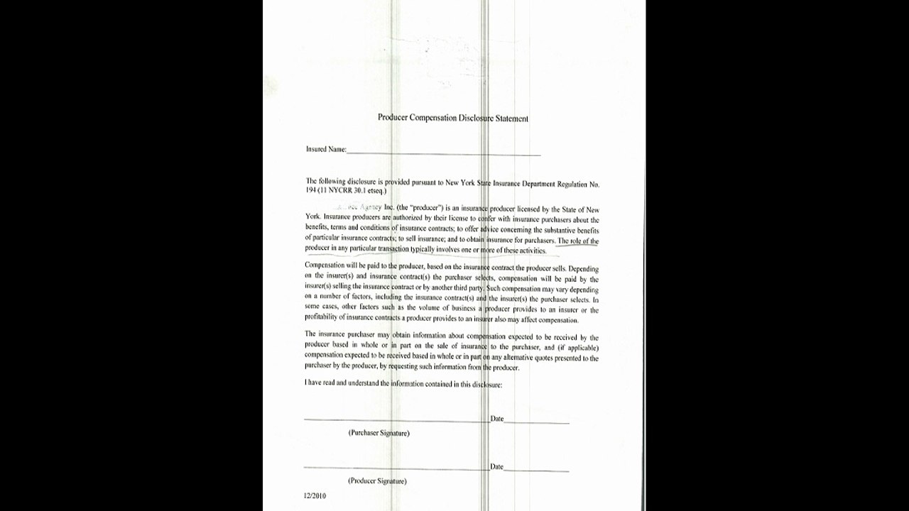 Producer compensation disclusure statment
