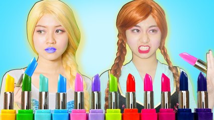 Déficit à la frappe Elsa & Anna LIPSTICK! w- Spiderman Batman Superman Love Maleficent! Superhero Fun