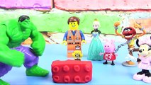 PLAY-DOH Surprise LEGO Bricks! Hulk Smash School! Frozen Elsa, Peppa, Minnie Mouse, Sponge