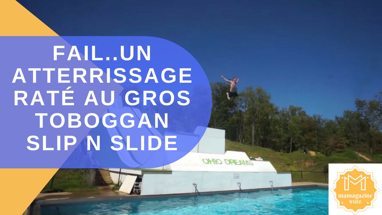 Fail..un atterrissage raté au gros toboggan Slip N Slide!!