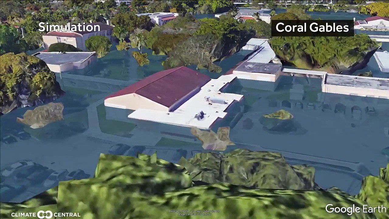 Simulation des dégats de l'ouragan Irma à Miami...