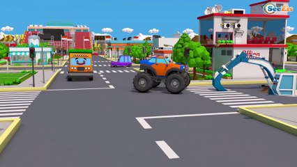 Super Caminhão e o Escavadora sonâmbulo na estrada | Desenho animado para crianças