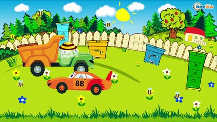 White Ambulance Car Rescue in the City w The Police Car - Learn Vehicles Cartoon for Children