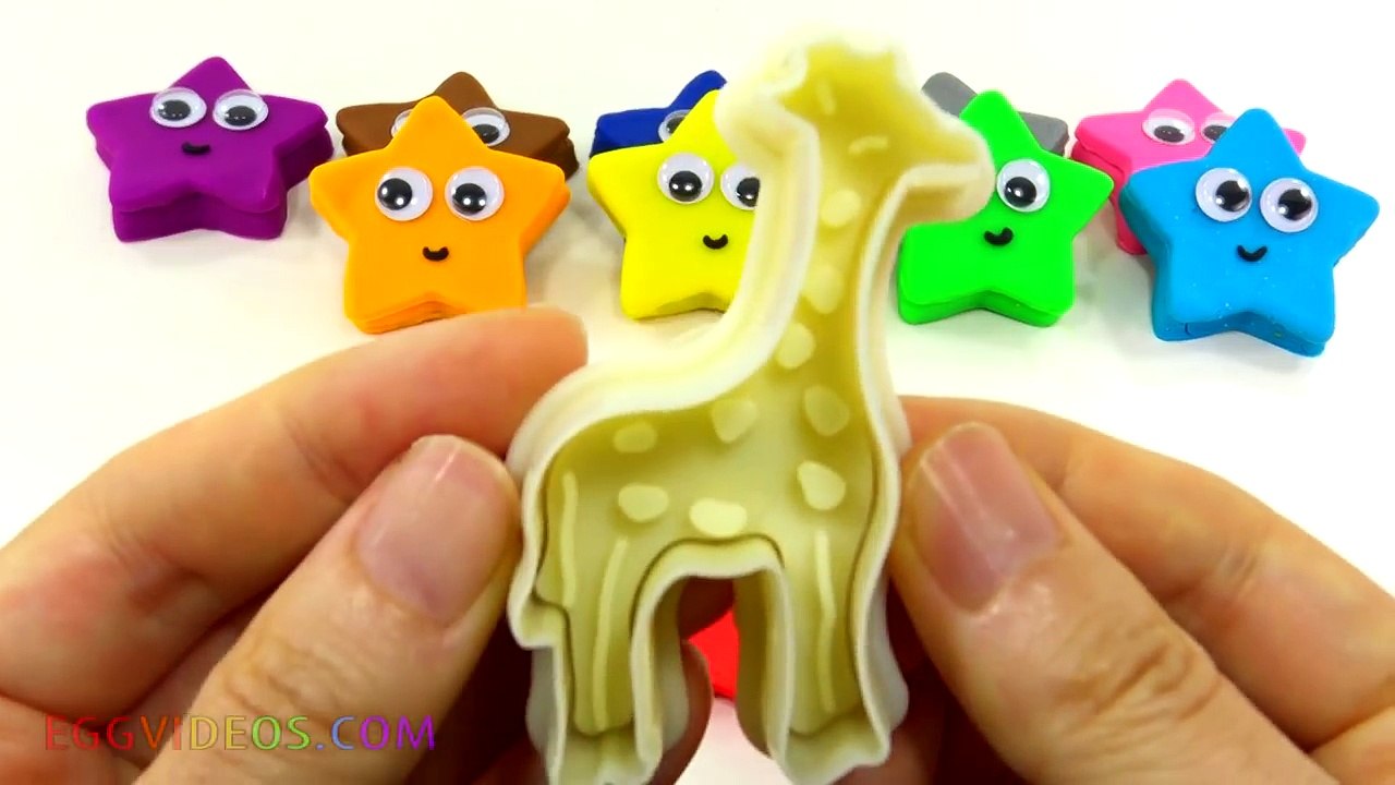 Play Doh Smiley Stars with Animal Molds Fun and Creative for Kids Elephant Giraffe Lion
