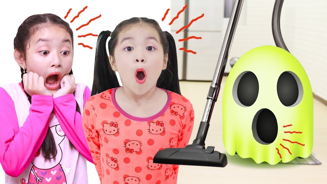 Bad Baby & Bad Ghost Vacuum Five Finger Family Nursery Rhymes Kids Song & Learn Colors For Children
