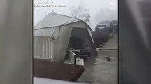 Shed blows away during Hurricane Irma