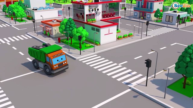 Videos for Kids w Tractor and Truck on the road - 3D Cartoons For Kids Cars & Truck Stories