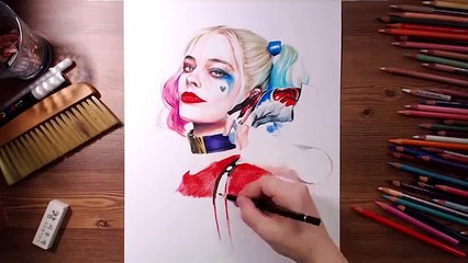 Speed Drawing: Harley Quinn - Margot Robbie in Suicide Squad | Jasmina Susak #drawing