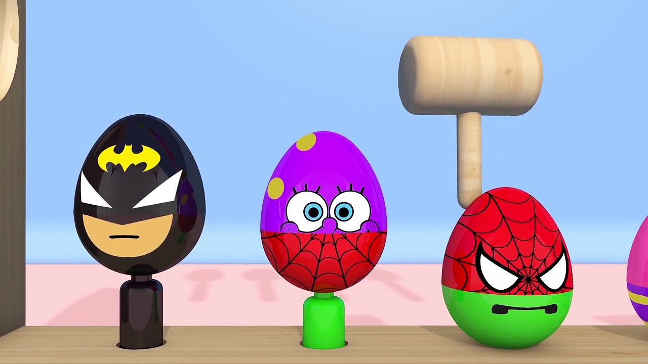 Learn Colors Wrong Face Superhero Wooden Hammer Hulk PeppaPig Batman Spongebob for children