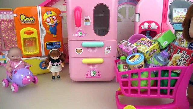 Baby Doli and fruit juice maker with refrigerator toys baby doll play