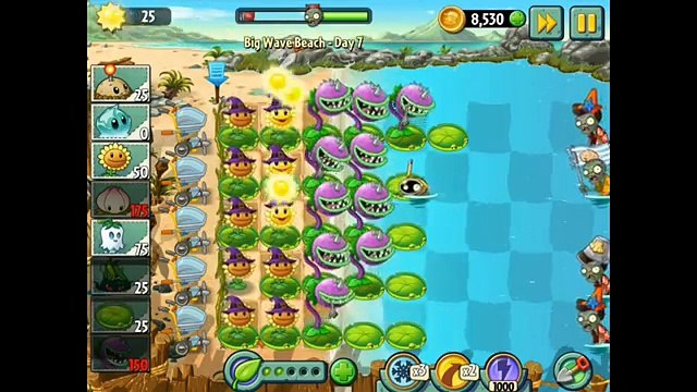 Plage gros journée plantes contre vague des morts-vivants 7 2