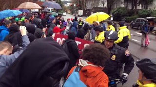 TRUMP PROTESTER INSTANTLY REGRETS TRYING TO INTIMIDATE RIOT POLICE