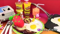 Play-Doh SURPRISE Fried Eggs! Bacon Pancakes Fruit Breakfast Dinosaur Eggs HobbyKidsTV
