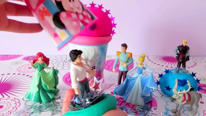 Disney Princess Cinderella Ariel Aurora & their Princes Frozen Anna Unboxing Kinder Surprise Eggs